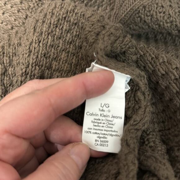 Calvin Klein Jeans Olive Green Collared Cardigan Sweater Size L - Picture 6 of 6